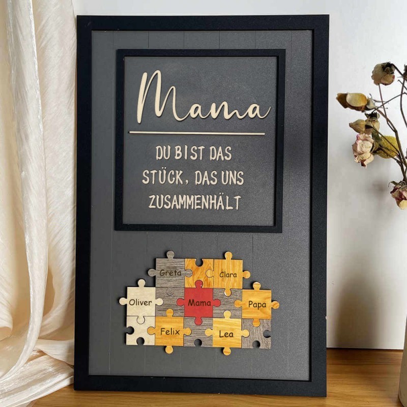 Mama Du bist das Stück, das uns zusammenhält Personalisiertes Mama Puzzle Zeichen Geschenk für Mama