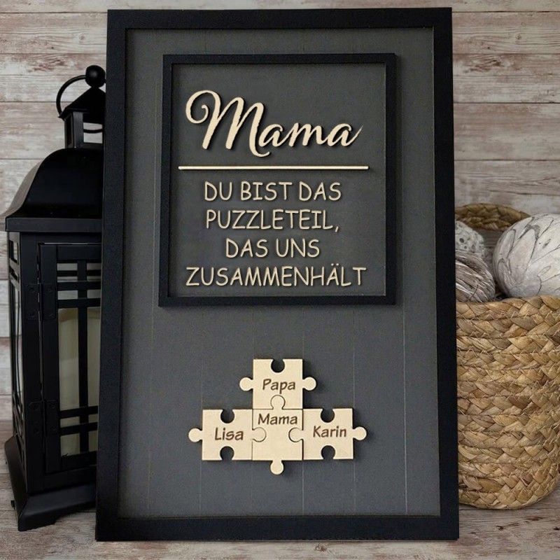 Mama Du bist das Stück, das uns zusammenhält Personalisiertes Mama Puzzle Zeichen Geschenk für Mama