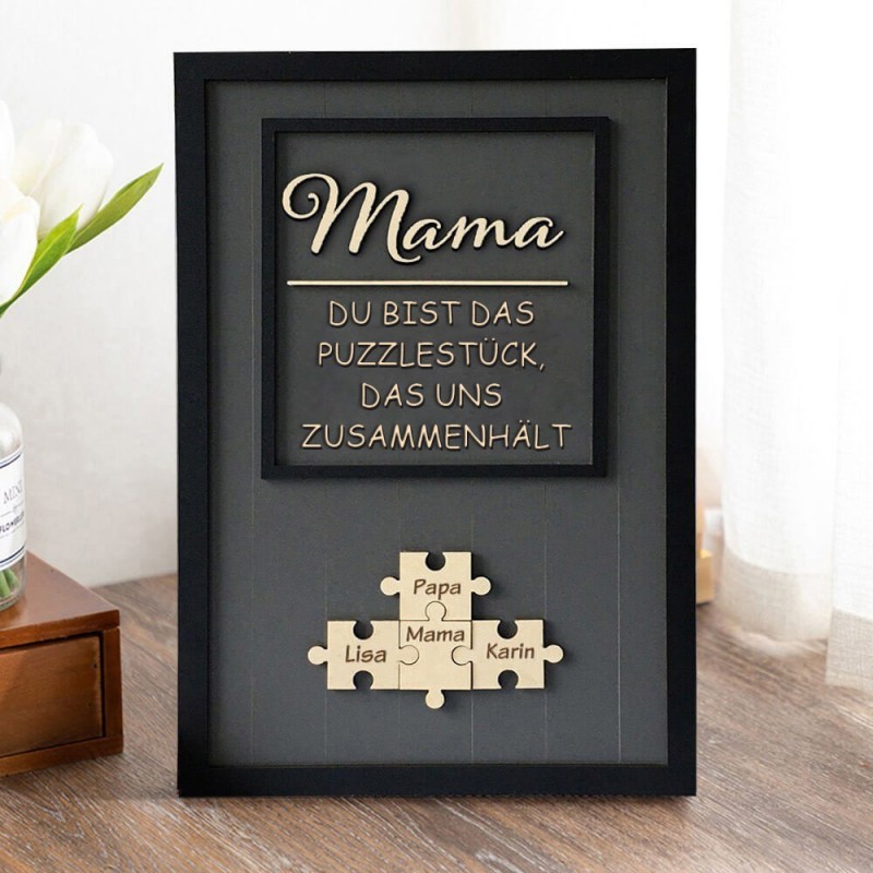 Mama Du bist das Stück, das uns zusammenhält Personalisiertes Mama Puzzle Zeichen Geschenk für Mama