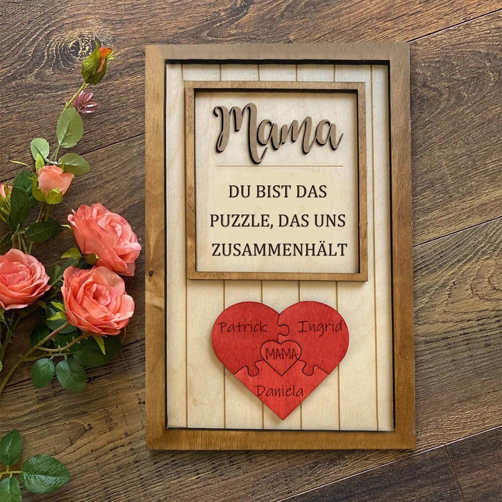 Mama Du bist das Stück, das uns zusammenhält Personalisiertes Mama Puzzle Zeichen Geschenk für Mama