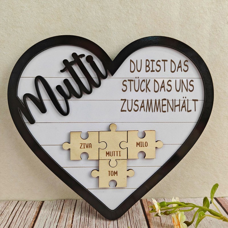 Mama Du bist das Stück, das uns zusammenhält Personalisiertes Mama Puzzle Zeichen Geschenk für Mama