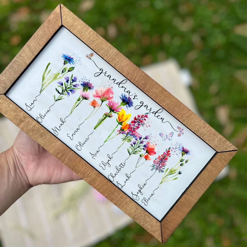 Personalized Grandma's Garden Frame With Grandkids Names and Birth Month Flower For Mother's Day