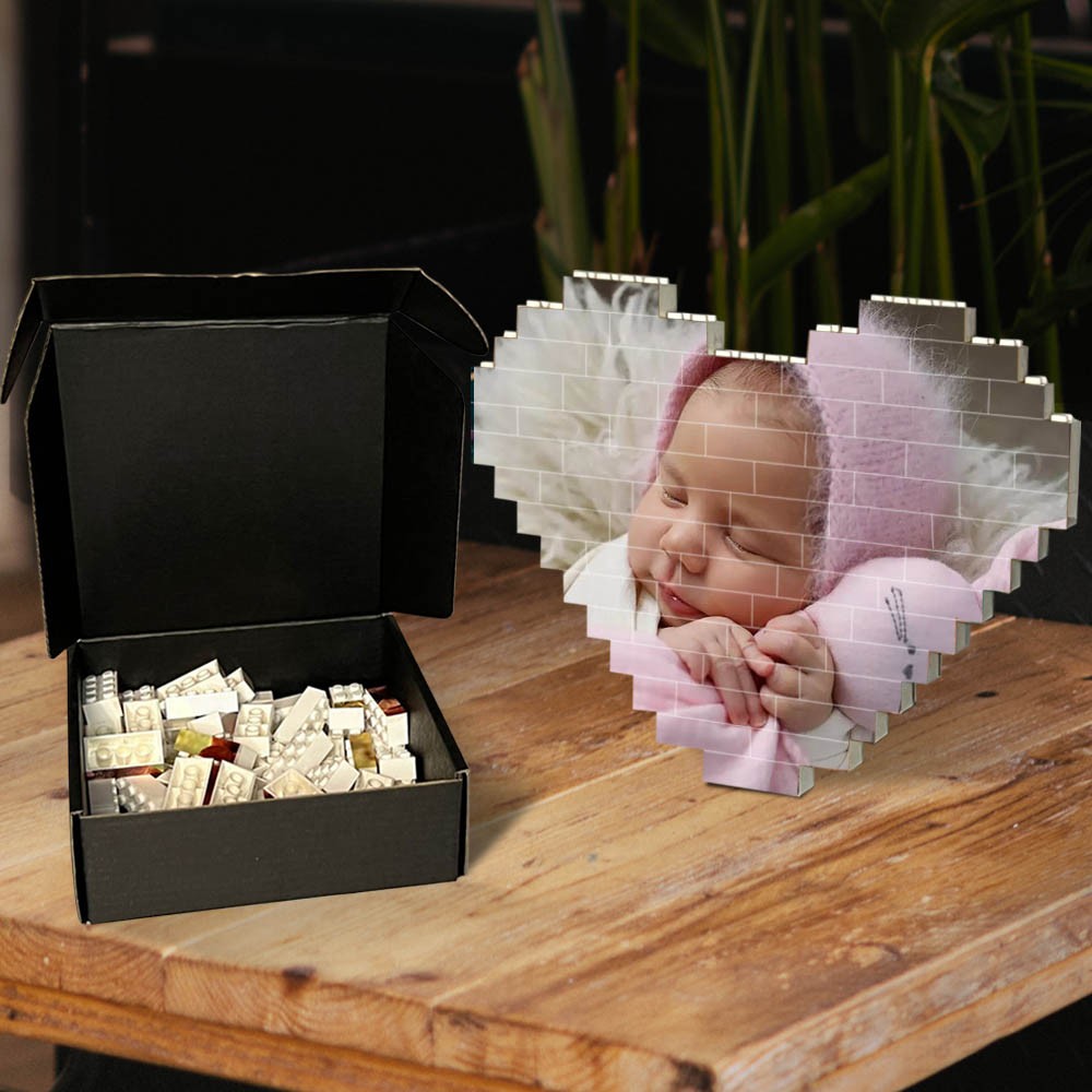 Personalisiertes Herz-Fotoblock-Puzzle, Bausteine, Familien-Andenken, Geschenke für Kinder