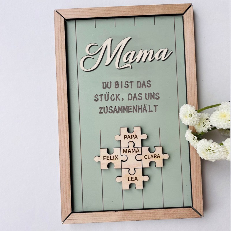 Mama Du bist das Stück, das uns zusammenhält Personalisiertes Mama Puzzle Zeichen Geschenk für Mama