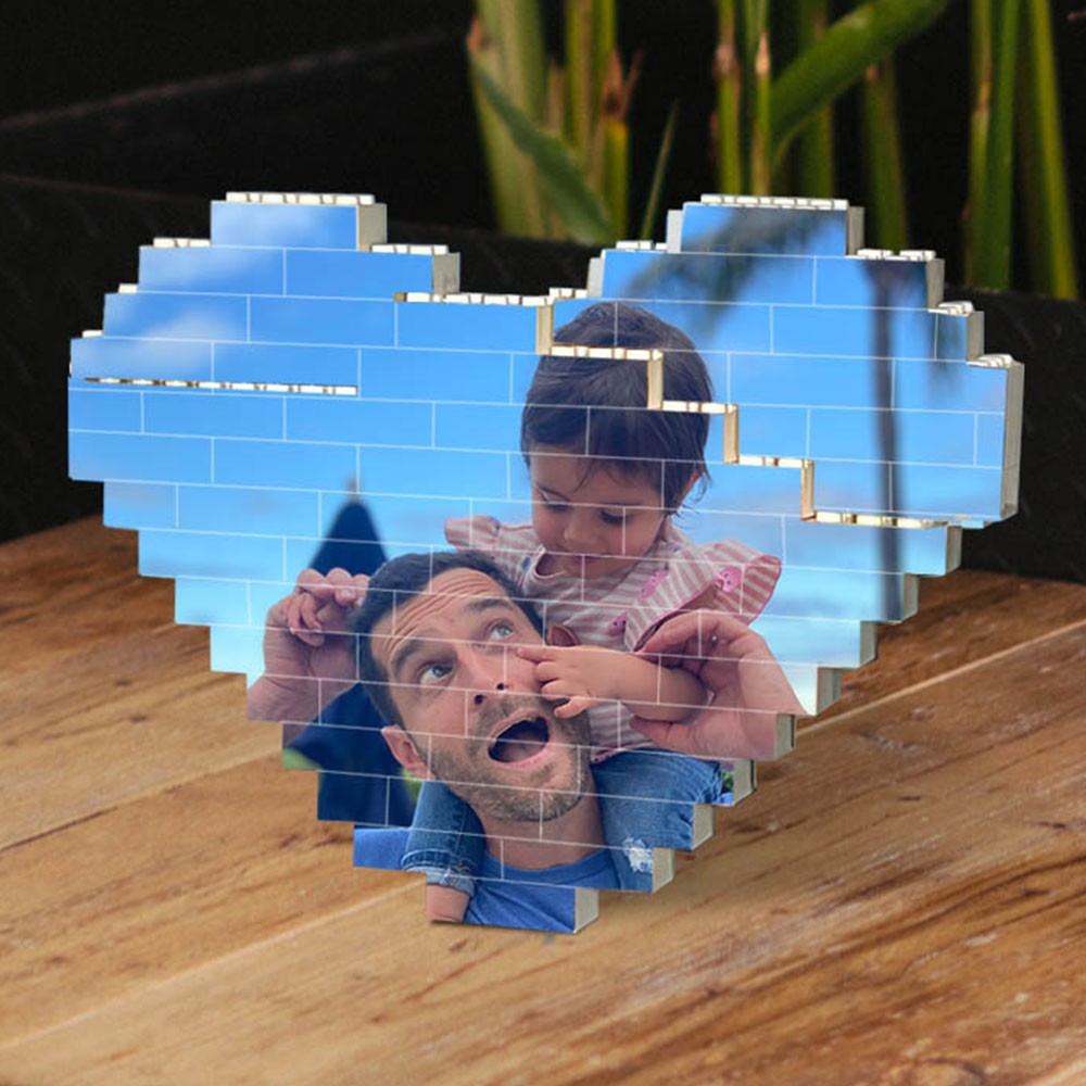 Personalisierte Herz-Foto-Block-Puzzle-Bausteine, Familien-Andenken, Geschenkideen zum Vatertag