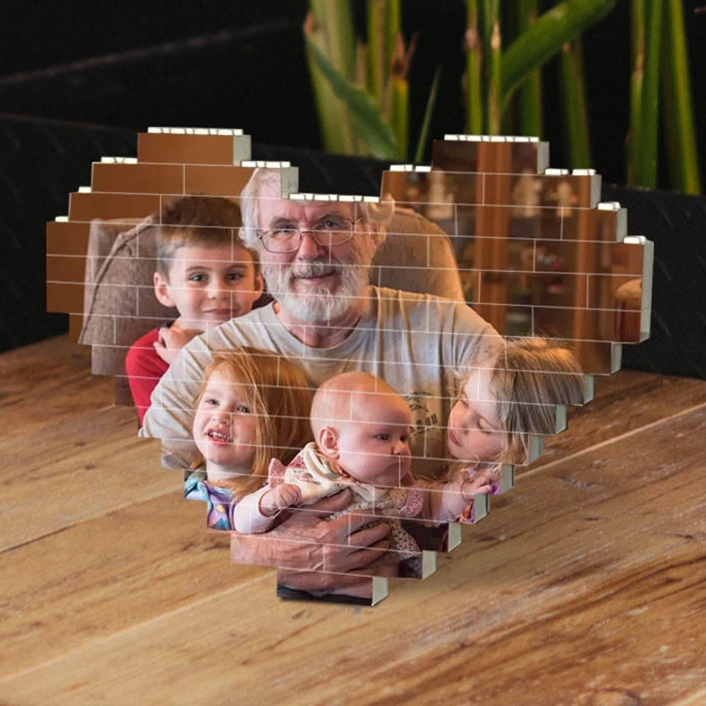 Personalisierte Herz-Foto-Block-Puzzle-Bausteine, Familien-Andenken, Geschenkideen für Papa zum Vatertag
