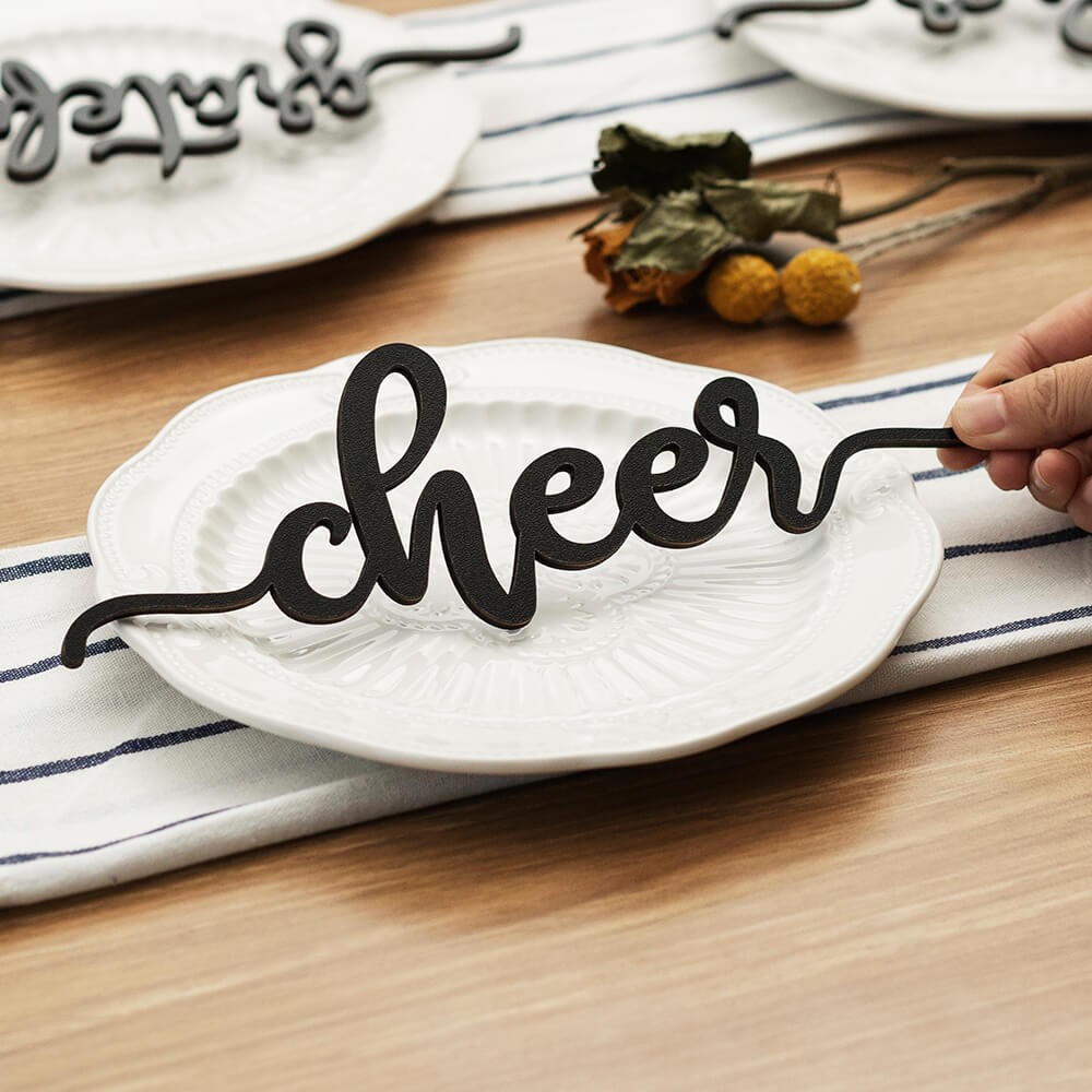 Thanksgiving-Platzkarten für Esstischdekor Cheer Words Sign