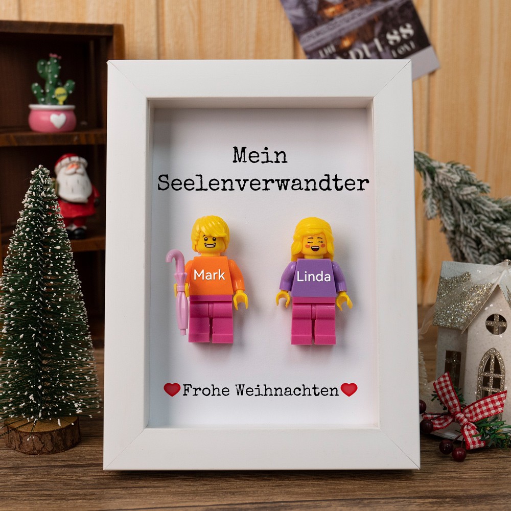 Personalisierte Figur mit Rahmen für Paar Weihnachtsgeschenk