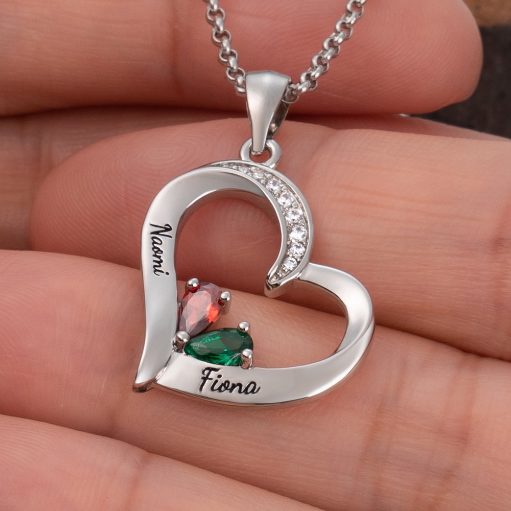 Personalisierte Herz-Halskette für Paare mit Namen für Sie und Ihn als Valentinstagsgeschenk