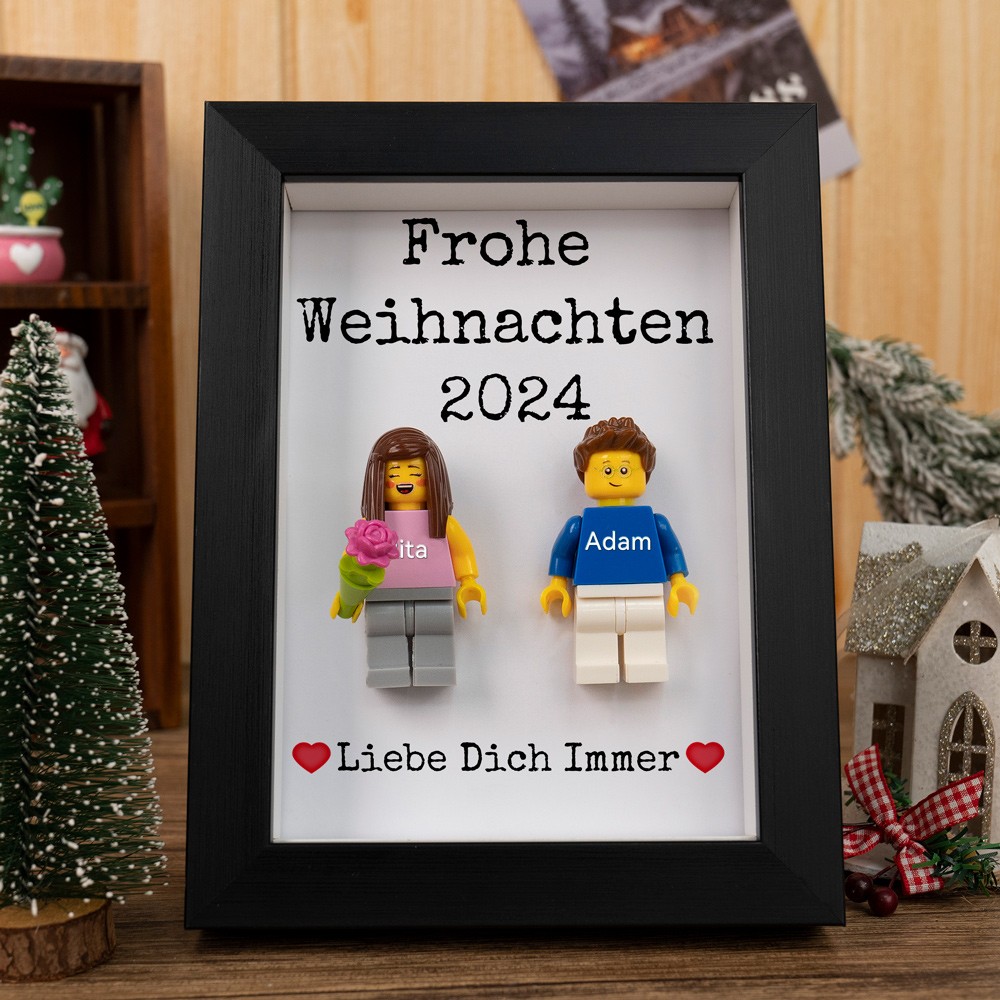 Personalisierte Figur mit Rahmen für Paar Weihnachtsgeschenk