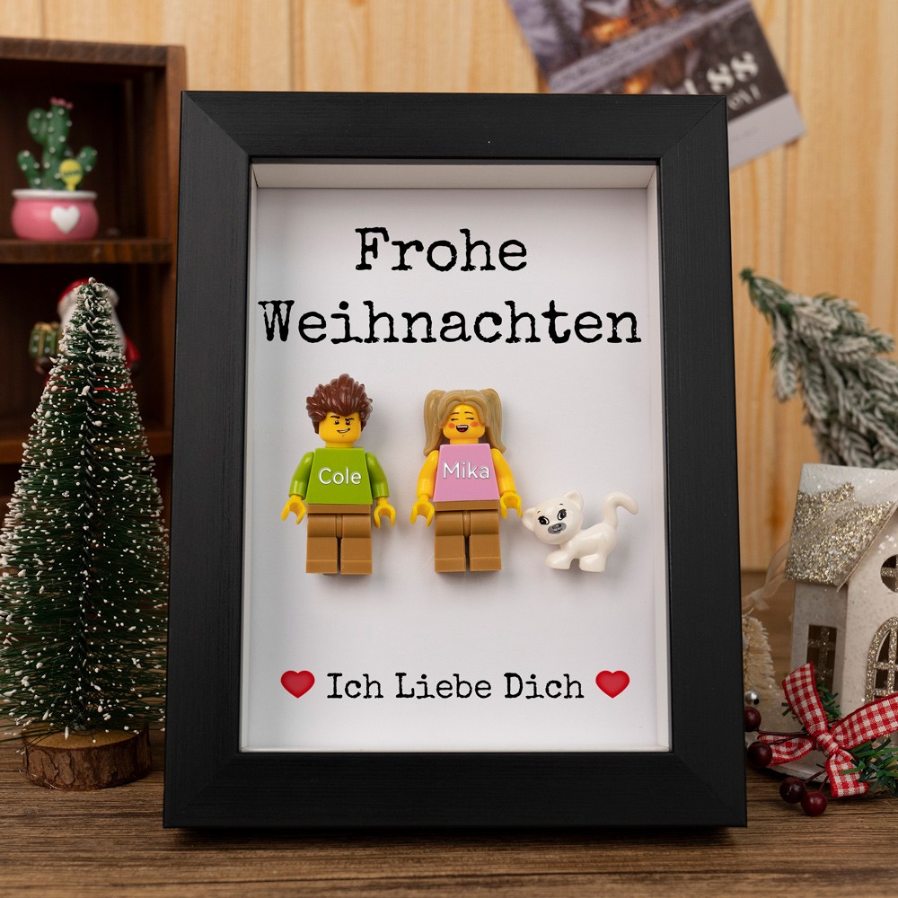 Personalisierte Figur mit Rahmen für Paar Weihnachtsgeschenk