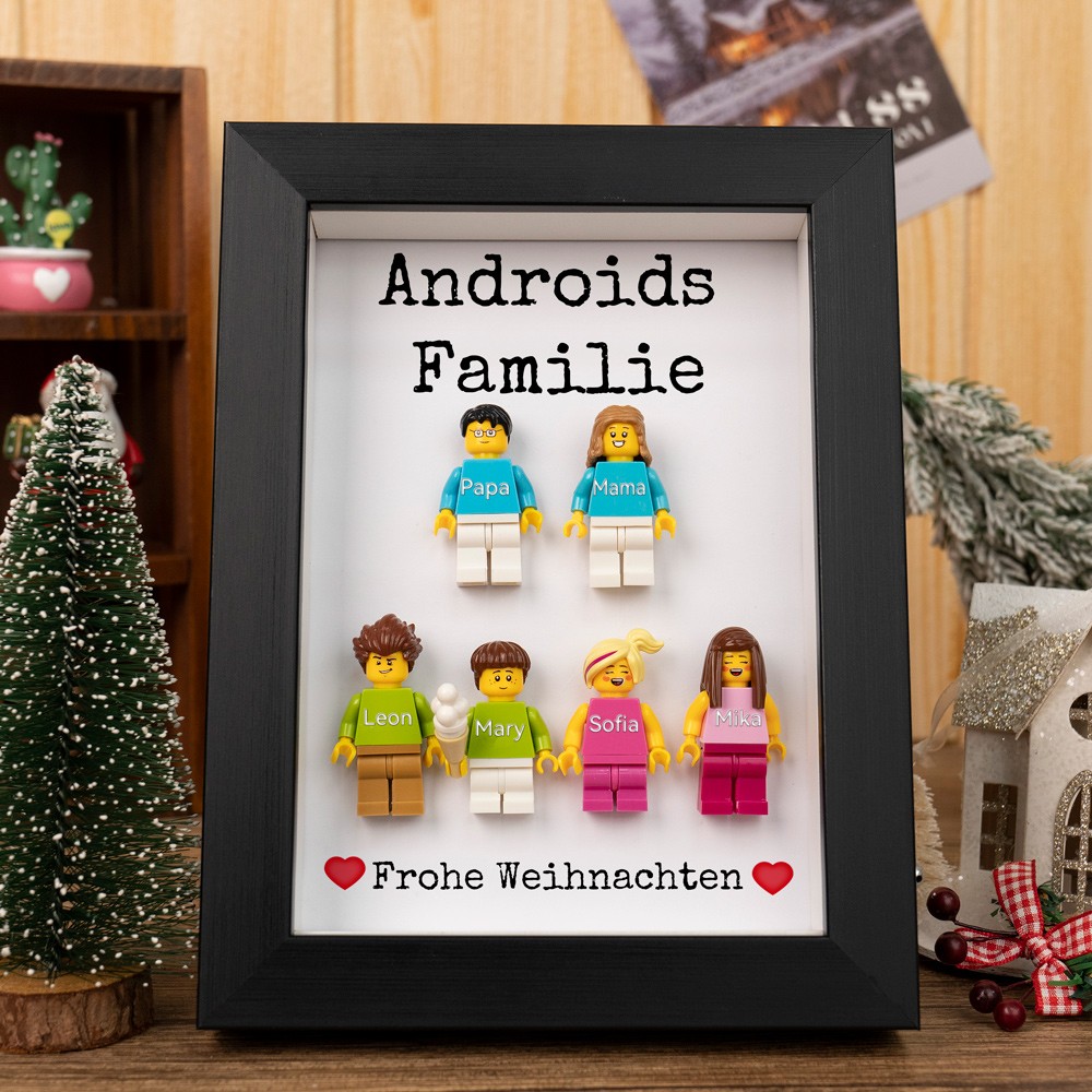 Personalisierte Tiny Figur mit Rahmen für Familie Weihnachtsgeschenk