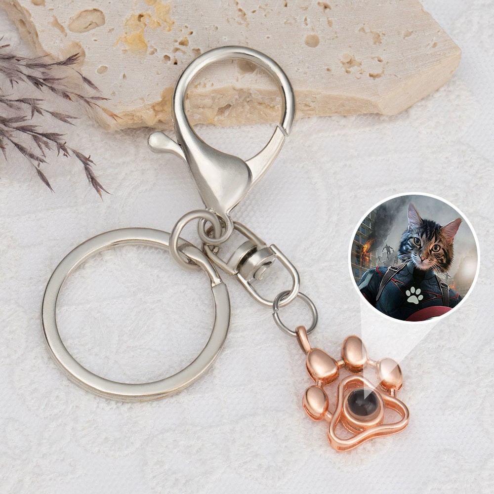 Personalisierter Fotoprojektions-Schlüsselanhänger für Katzen- und Hundeliebhaber