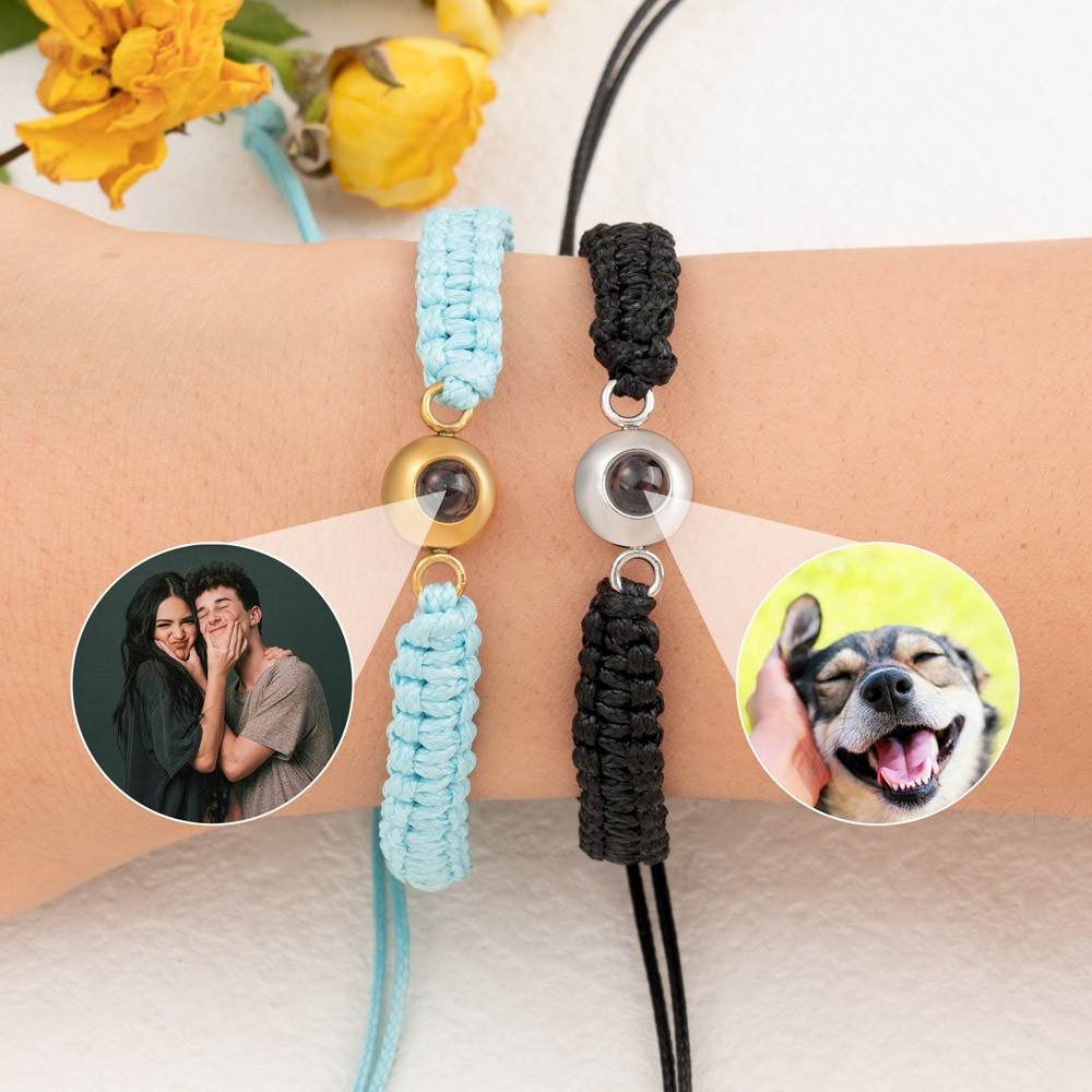 Personalisiertes Fotoprojektions-Charm-Armband für den Valentinstag Ihrer Frau