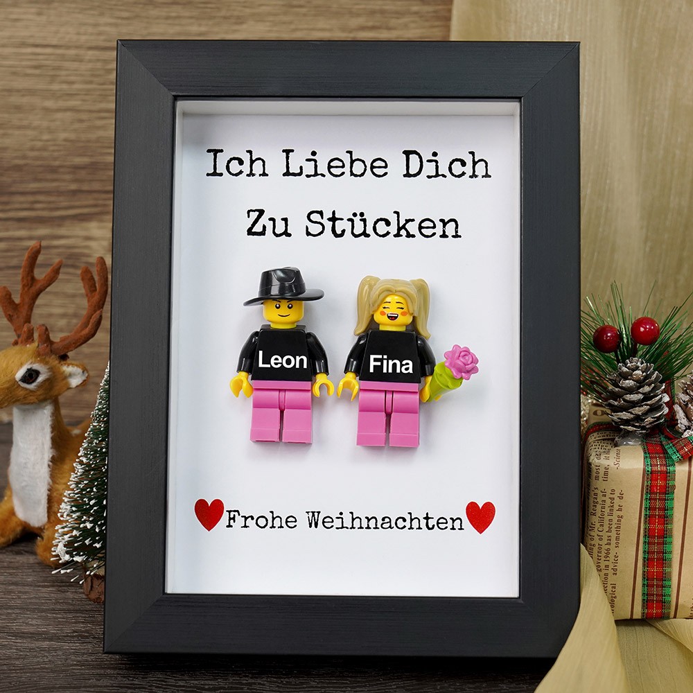 Personalisierte Figur mit Rahmen für Paar Weihnachtsgeschenk