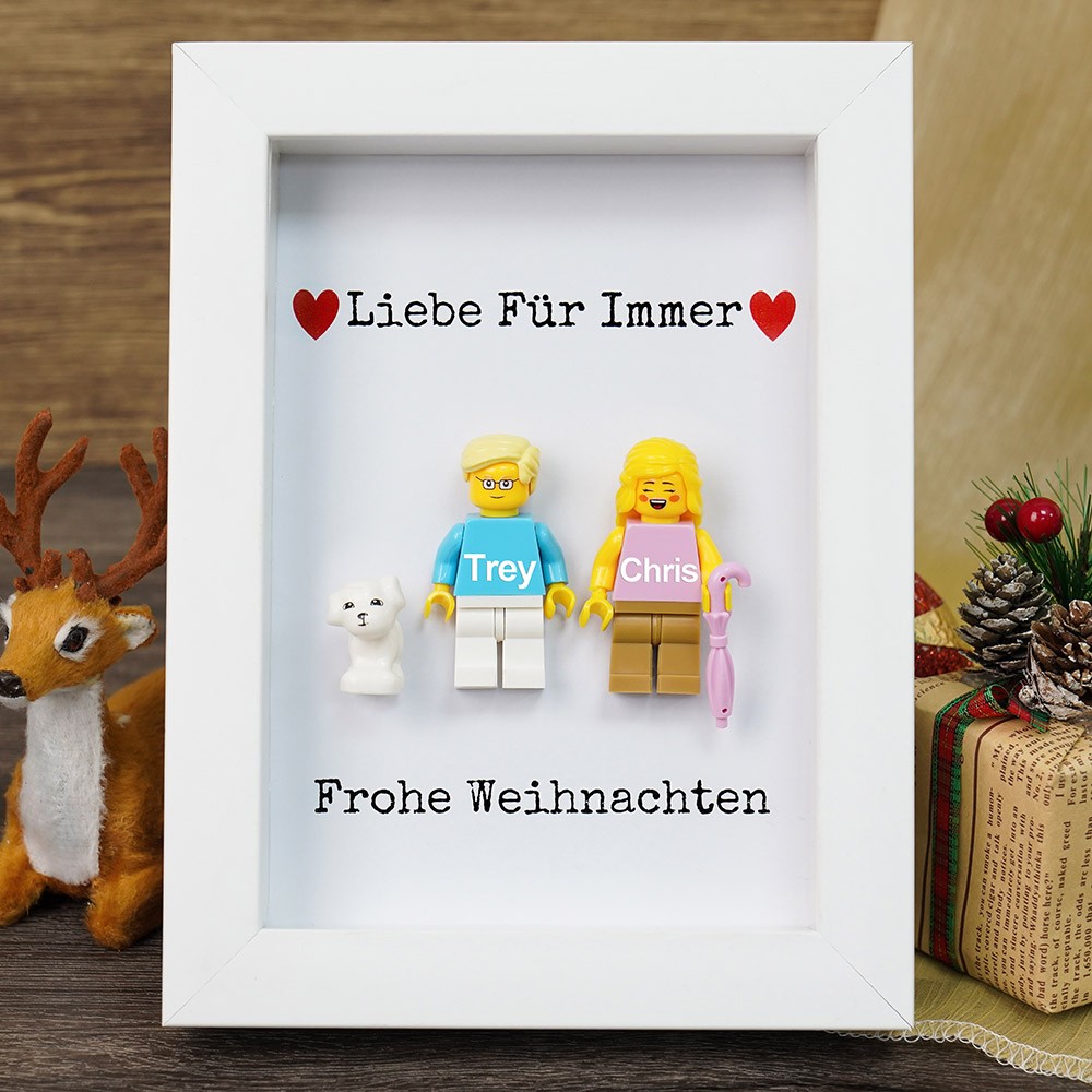 Personalisierte Figur mit Rahmen für Paar Weihnachtsgeschenk