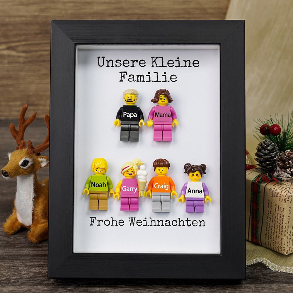 Personalisierte Tiny Figur mit Rahmen für Familie Weihnachtsgeschenk