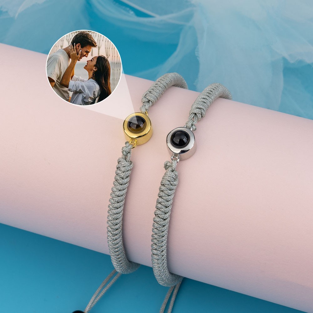 Personalisiert Fotoprojektions-Charm-Armband für Paar-Jahrestags-Hochzeit
