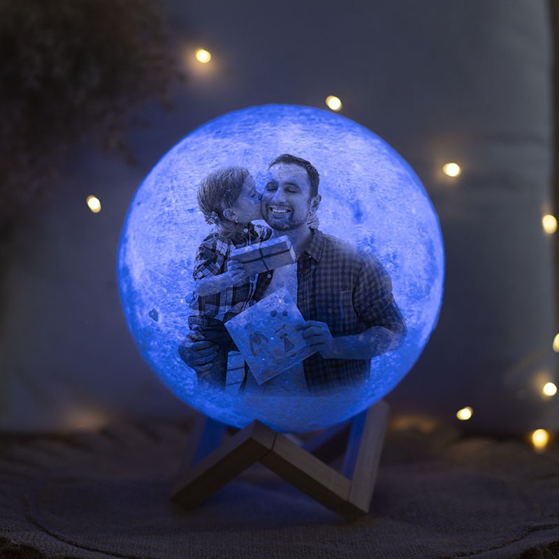 Personalisierte Mondlampe, mehrfarbig, 3D-Foto, Mondlicht, Touch-Heimdekoration für den Vatertag