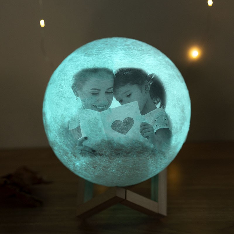 Personalisierte Mondlampe, mehrfarbig, 3D-Foto, Mondlicht, Touch-Heimdekoration für den Muttertag