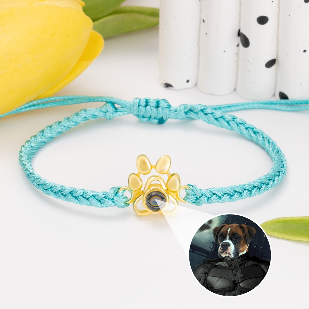 Personalisiertes Erinnerungs-Fotoprojektions-Pfoten-Charm-Armband für Haustierliebhaber