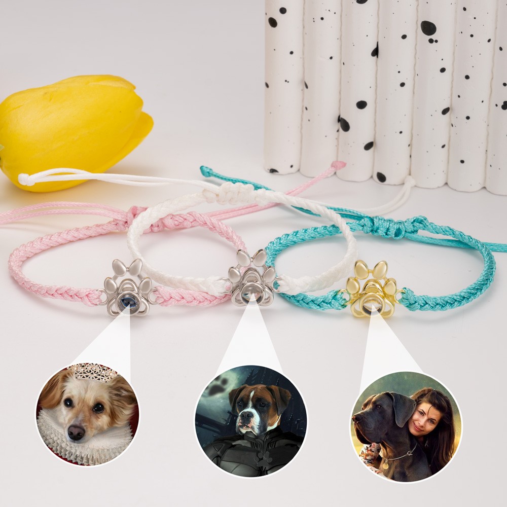 Personalisiertes Erinnerungs-Fotoprojektions-Pfoten-Charm-Armband für Haustierliebhaber