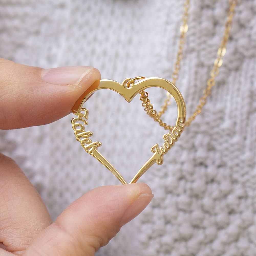 Personalisierte Herz Paar Namen Halskette Valentinstag Geschenk