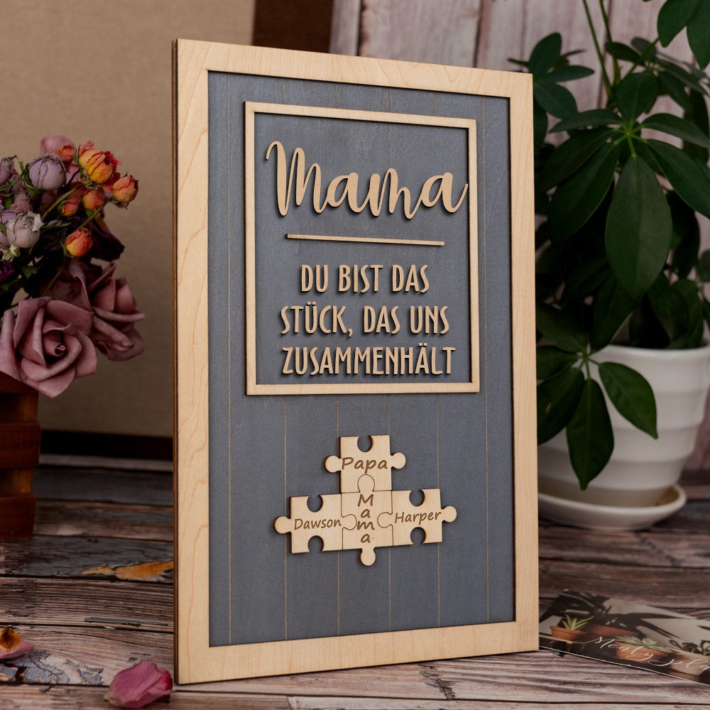 Benutzerdefinierte Mama Puzzle Zeichen mit Namen des Kindes für Mama/Oma Weihnachtsgeschenk