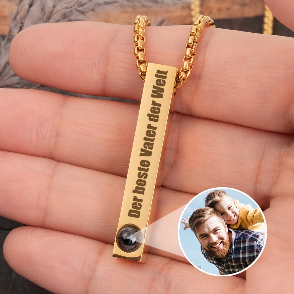 Personalisierte Halskette mit Fotoprojektionsleiste für den besten Vater der Welt Geschenkideen zum Vatertag