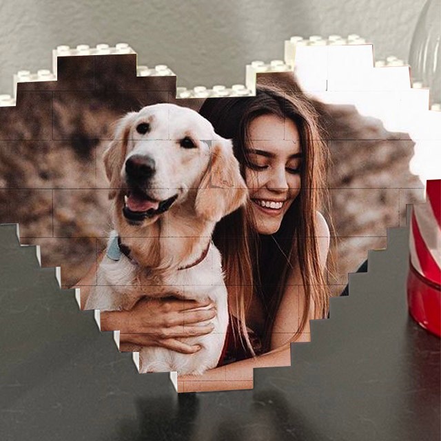Personalisierter Herz-Fotoblock-Puzzle-Baustein für Tierliebhaber-Andenken