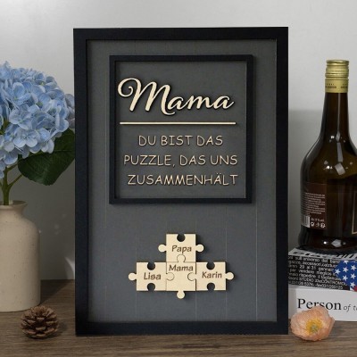 Mama Du bist das Stück, das uns zusammenhält Personalisiertes Mama Puzzle Zeichen Geschenk für Mama