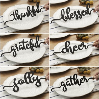 Set mit 6 Thanksgiving-Platzkarten für Esstischdekor-Wörter-Zeichen