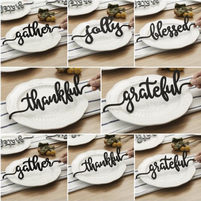 Set mit 8 Thanksgiving-Platzkarten für Esstischdekor-Wörter-Zeichen