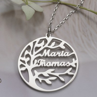 Silberne personalisierte Stammbaum-Namen gravierte Halsketten für Oma-Mama-Geschenk