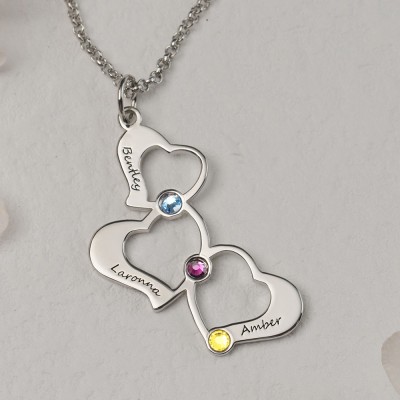 Silber Personalisierte Familienname Herz Halskette Weihnachtsgeschenk