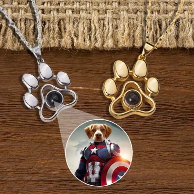 Personalisierte Erinnerungs-Fotoprojektions-Charm-Halskette für Haustiere