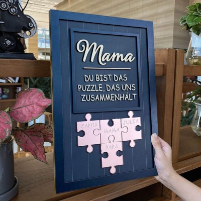 Mama Du bist das Stück, das uns zusammenhält Personalisiertes Mama Puzzle Zeichen Geschenk für Mama