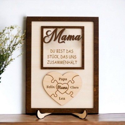 Mama Du bist das Stück, das uns zusammenhält Personalisiertes Mama Puzzle Zeichen Geschenk für Mama