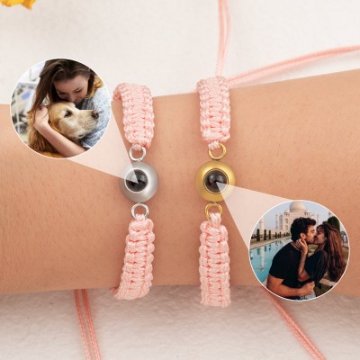 Personalisiertes Fotoprojektions-Charm-Armband für den Valentinstag der Frau, Seelenverwandte
