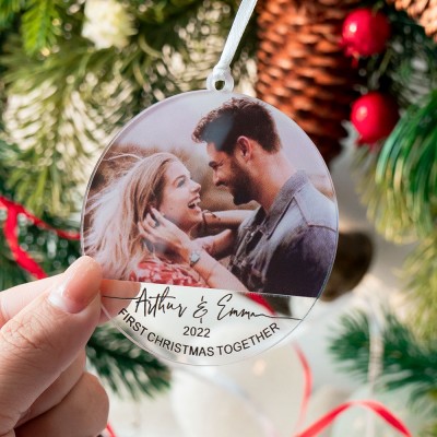 Unsere Erstes gemeinsames Weihnachten Ornamente, personalisiertes Foto-Paar-Geschenk zum 1. Jahrestag