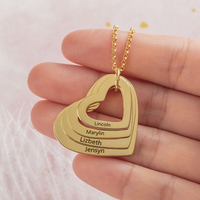 Personalisierte 1-6 Name Herz Halskette Familie Weihnachtsgeschenk