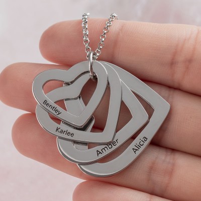 Personalisierte 1-6 Name Herz Halskette Familie Weihnachtsgeschenk