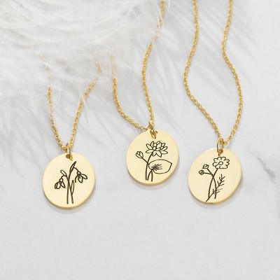 Personalisierte Halsketten mit Geburtsblumen für Sie