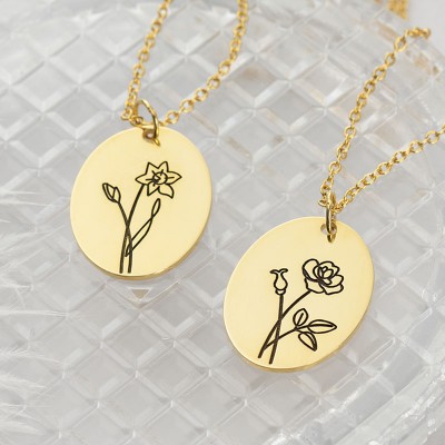 Personalisierte Halsketten mit Geburtsblumen für Sie